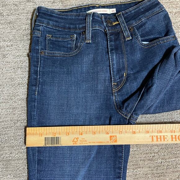 streetwear Levis 721 high rise skinny jeans sz 24x30 dark wash stretch denim - Picture 5 of 11